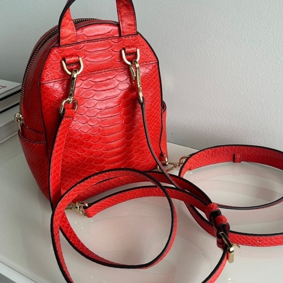 Mini Michael Kors Fiery Red Textured Backpack - Picture 4 of 8